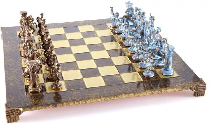 Акція на Шахматы Manopoulos, Греко-римские, латунь, в деревянном футляре, коричневые, 44x44см 7,4 кг (S11BBRO) від Stylus
