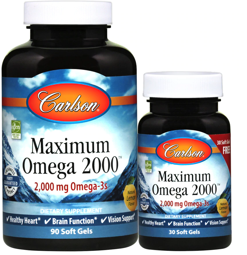 Акція на Carlson Labs Maximum Omega 2000 90+30 Soft Gels Максимум Омега від Stylus