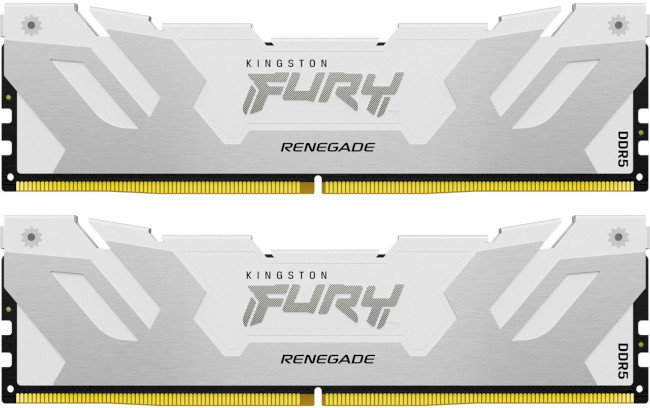 Акція на Kingston Fury 64 Gb (2x32GB) DDR5 6000 MHz Renegade White/Silver (KF560C32RWK2-64) від Stylus