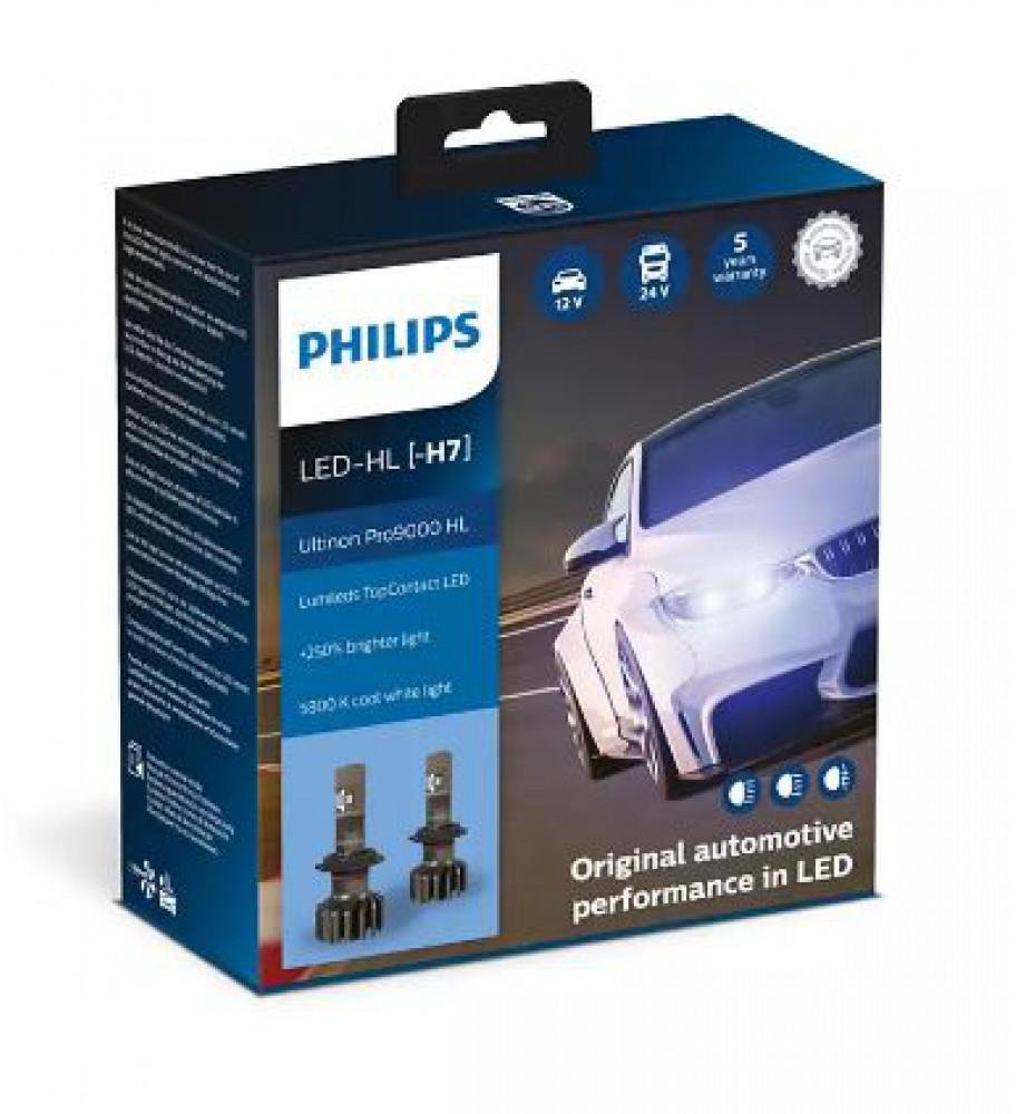 Акция на Лампи світлодіодні Philips Led H7 Ultinon Pro9000 + 250% 12 / 24V 18W (11972U90CWX2) от Y.UA