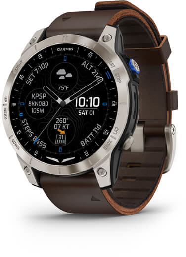 Акція на Garmin D2 Mach 1 Aviator Smartwatch with Oxford Brown Leather Band (010-02582-55) від Stylus