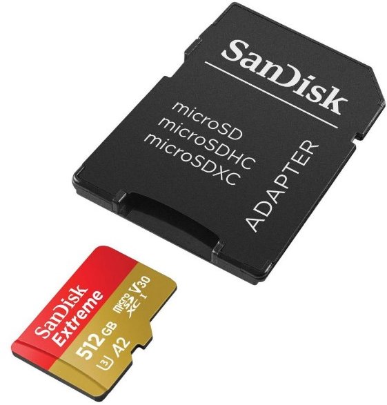 Акція на SanDisk 512GB microSD C10 UHS-I U3 Extreme V30 + адаптер (SDSQXAV-512G-GN6MA) від Stylus
