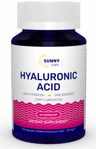 Акція на Sunny Caps Hyaluronic Acid 120 mg Гиалуроновая кислота 60 капсул від Stylus