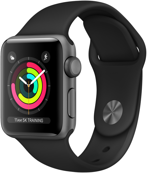 Акція на Apple Watch Series 3 38mm Gps Space Gray Aluminum Case with Black Sport Band (MTF02) від Y.UA