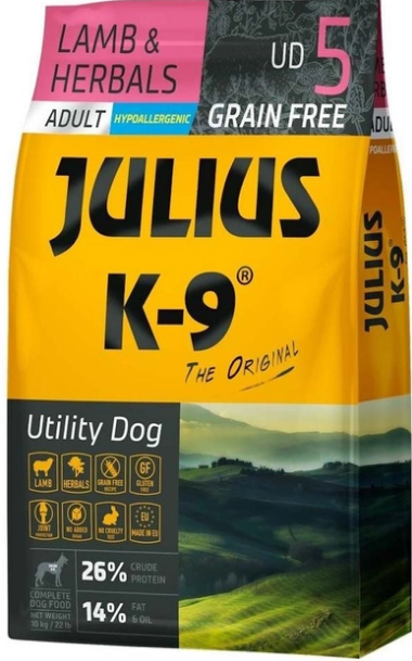 Акція на Сухой корм для собак Julius-K9 Lamb&Herbals гипоаллергенный беззерновой с ягненком и травами 10кг (5998274314662/5998274311166) від Stylus