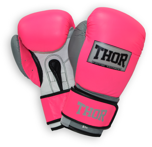 Акція на Перчатки боксерские Thor Typhoon 14oz /Кожа /розово-бело-серые від Stylus