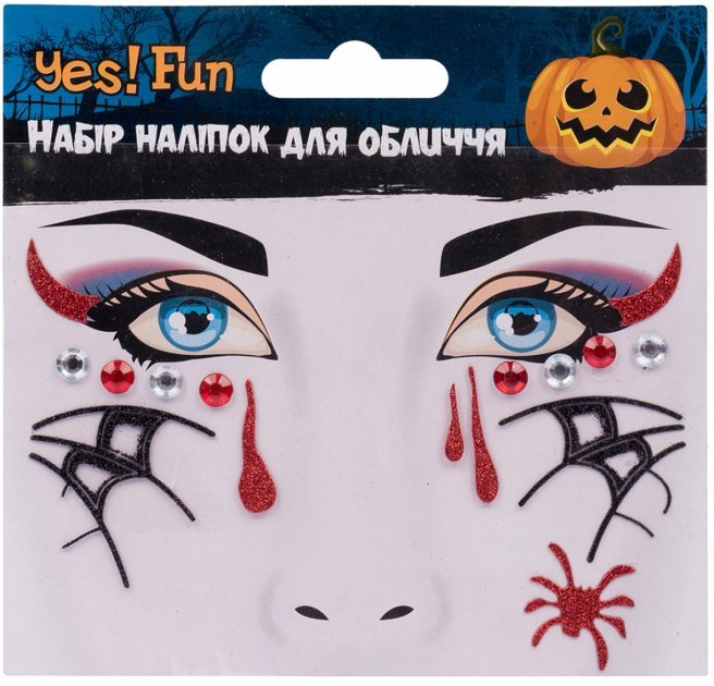 Акция на Набор стикеров для лица Yes! Fun Жуткий Хэллоуин глиттер (973667) от Stylus