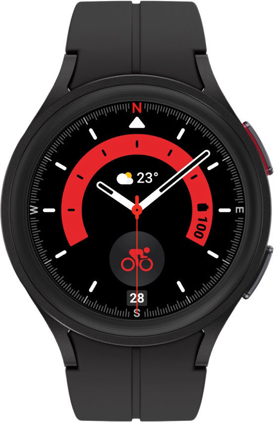 Акція на Samsung Galaxy Watch 5 Pro 45mm Lte Black Titanium with Black D-Buckle Sport Band (SM-R925FZKA) від Y.UA
