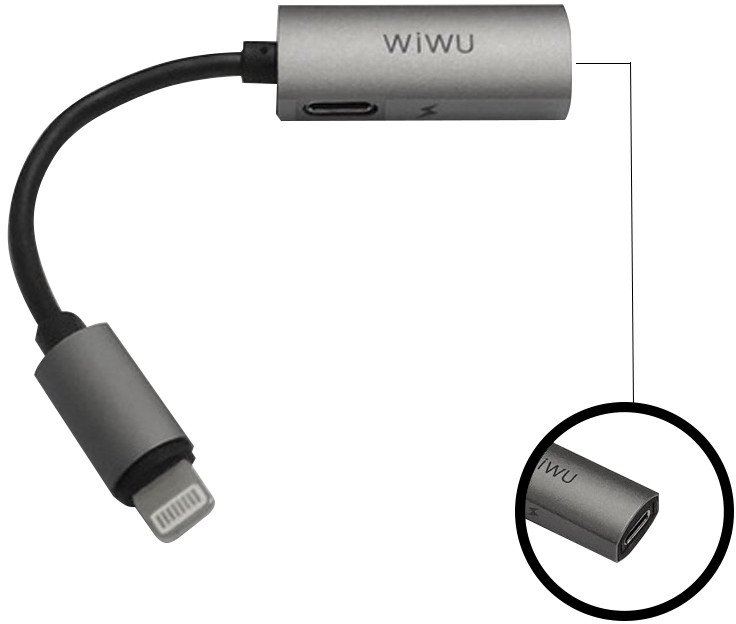 Акция на Wiwu Adapter LTO2 Lightning to 2xLightning 0.13m Gray (6957815505814) от Stylus