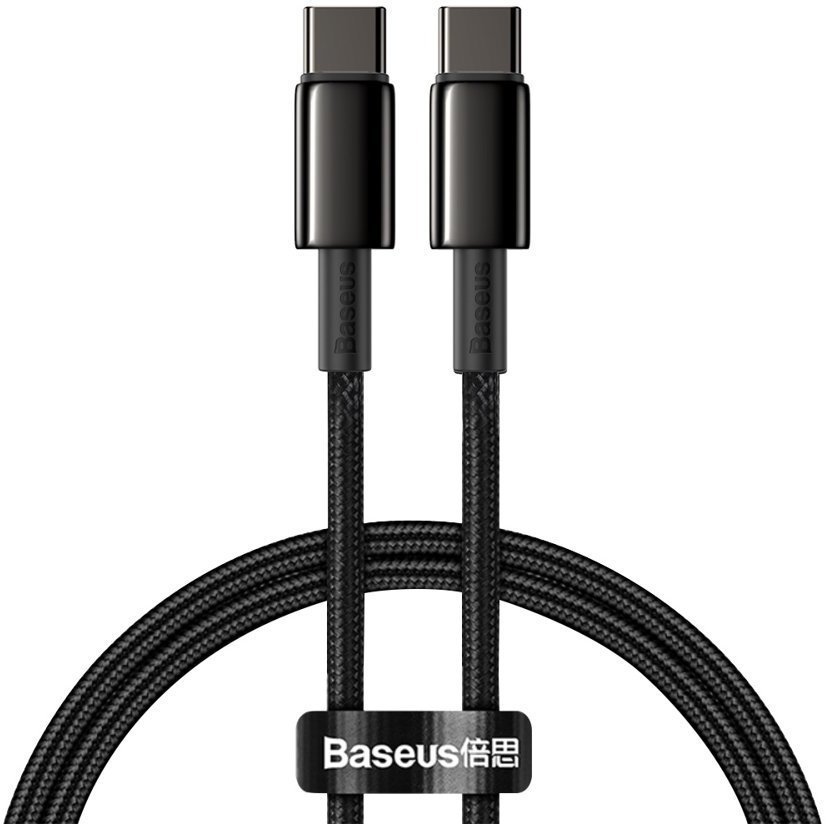 Акція на Baseus Cable USB-C to USB-C Tungsten Gold 100W 1m Black (CATWJ-01) від Y.UA