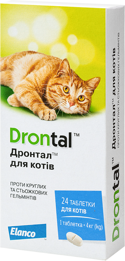 Акція на Дронтал Bayer/Elanco для лечения и профилактики гельминтозов у котов 1 уп. 24 таблетки (4007221037637) від Stylus