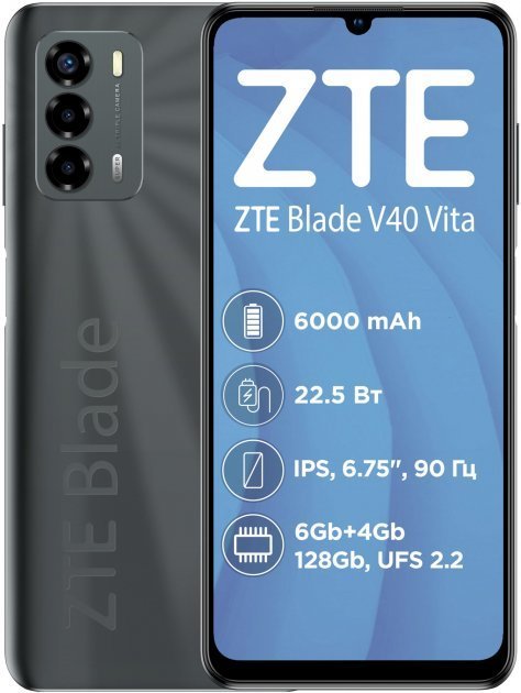 Акція на Zte Blade V40 Vita 4/128GB Black (UA UCRF) від Y.UA