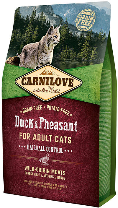 Акція на Сухой корм для взрослых кошек Carnilove Cat Duck & Pheasant Hairball Control для выведения волосяных комков 2 кг (8595602512348) від Stylus
