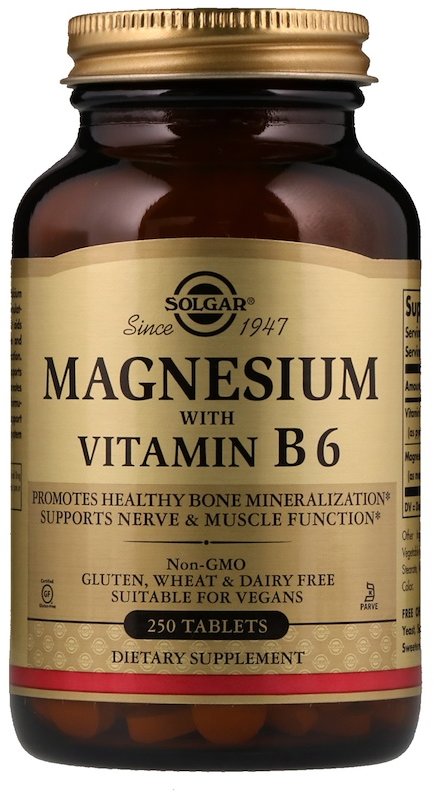 Акція на Solgar Magnesium, with Vitamin B6, 250 Tablets Магній, вітамін В6 від Y.UA