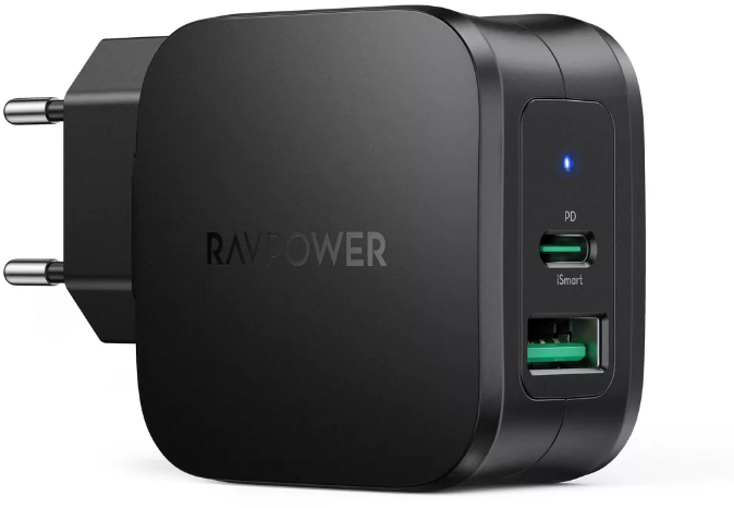 Акція на RavPower Wall Charger USB+USB-C Pioneer 30W Black (RP-PC144) від Y.UA