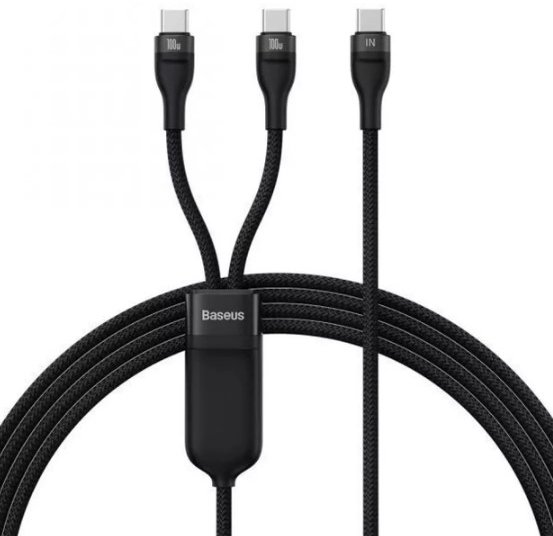 Акція на Baseus Cable USB-C to 2xUSB-C Flash Series Fast Charging 100W 1.5m Black (CASS060001) від Stylus