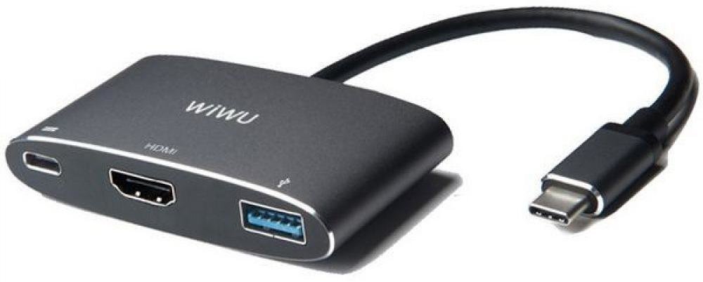Акція на Wiwu Adapter C2H USB-C to USB-C+HDMI+USB3.0 Hub Grey від Stylus