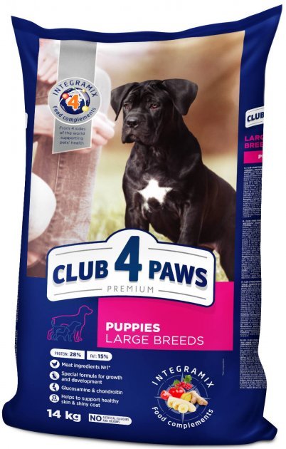 Акція на Сухий корм Club 4 Paws Premium Puppies для цуценят великих порід з куркою 14 кг (4820083909689) від Y.UA