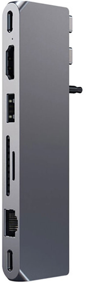 Акція на Satechi Adapter Aluminum USB-C to 2xUSB-C+USB+HDMI+RJ45+SD+3.5mm Space Gray (ST-UCPHMXM) від Stylus