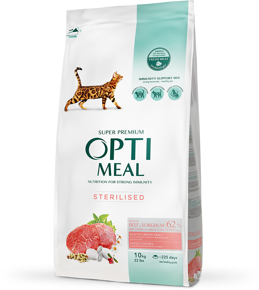 Акция на Сухий корм Optimeal Sterilised cats для стерилізованих кішок та кастрованих котів, з яловичиною та сорго 10 кг (4820215364355) от Y.UA