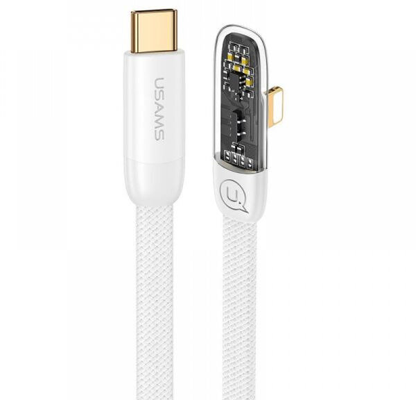 Акція на Usams Cable USB-C to Lightning Right-Angle Pd 20W 2m White (US-SJ586) від Stylus