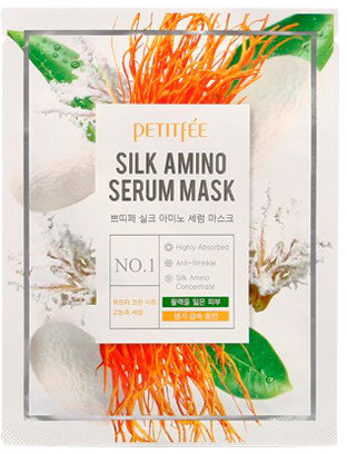 Акция на Petitfee Silk Amino Serum Mask Маска для лица с протеинами шелка 10шт. х 25 g от Stylus