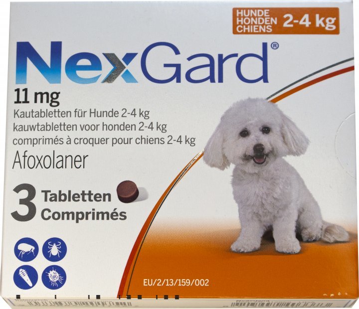 Акція на Таблетки від бліх і кліщів Merial NexGard для собак вагою 2-4 кг S 1 уп. 3 шт. інсектоакарицид (3661103042846) від Y.UA