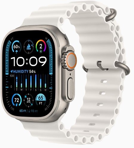 Акція на Apple Watch Ultra 2 Gps + Cellular 49mm Titanium Case with White Ocean Band (MREJ3) від Y.UA