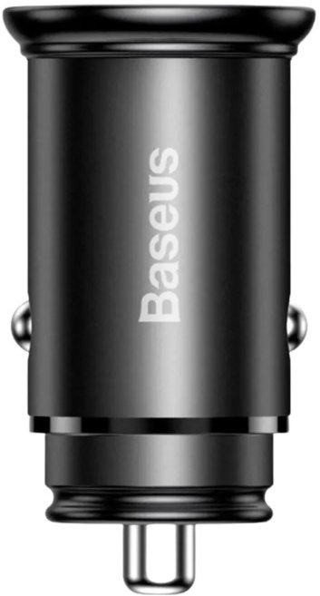 Акція на Baseus Car Charger USB+USB-C Circular Metal 30W Dark Grey (CCYS-C01) від Y.UA