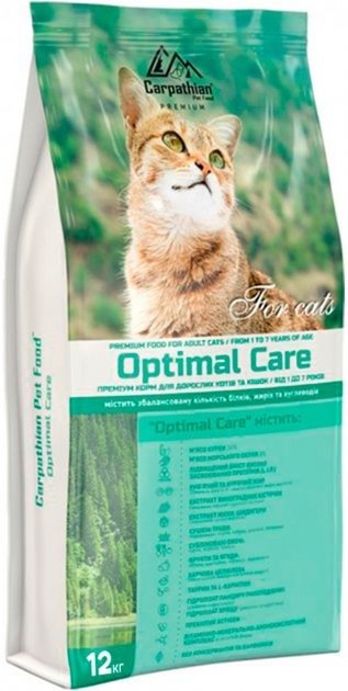 Акція на Сухий корм для кішок Carpathian Pet Food Optimal Care 12 кг (4820111140817) від Y.UA