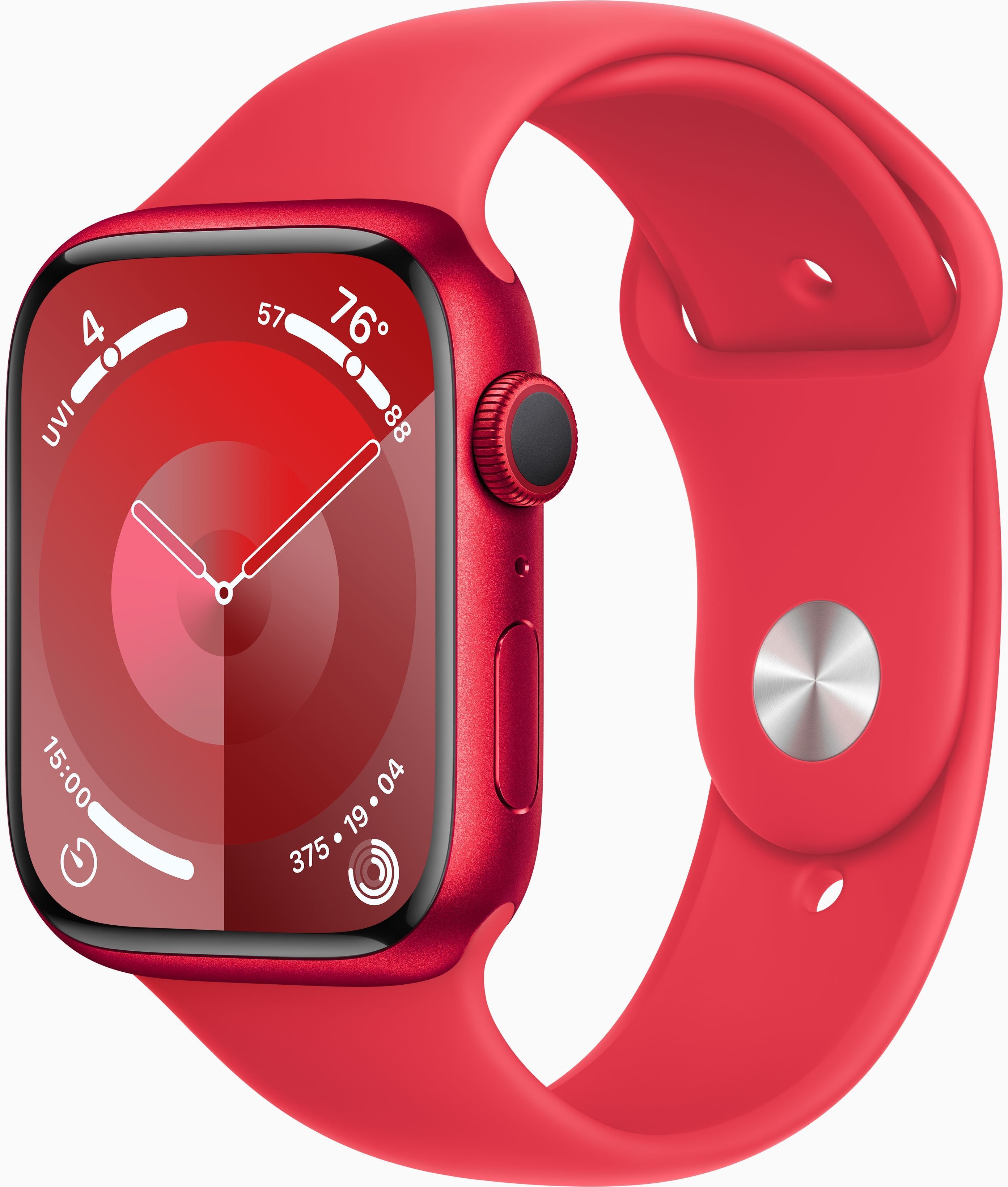 Акція на Apple Watch Series 9 45mm Gps (PRODUCT) Red Aluminum Case with (PRODUCT) Red Sport Band - M/L (MRXK3) від Stylus