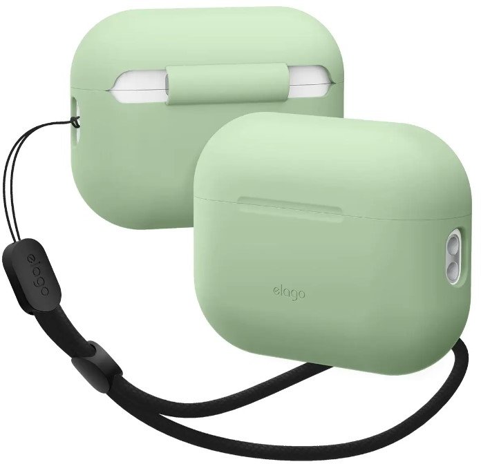 Акція на Чохол для навушників Elago Silicone Basic Case з Nylon Lanyard Pastel Green (EAPP2SC-BA+ROSTR-PGR) для Apple AirPods Pro 2 від Y.UA