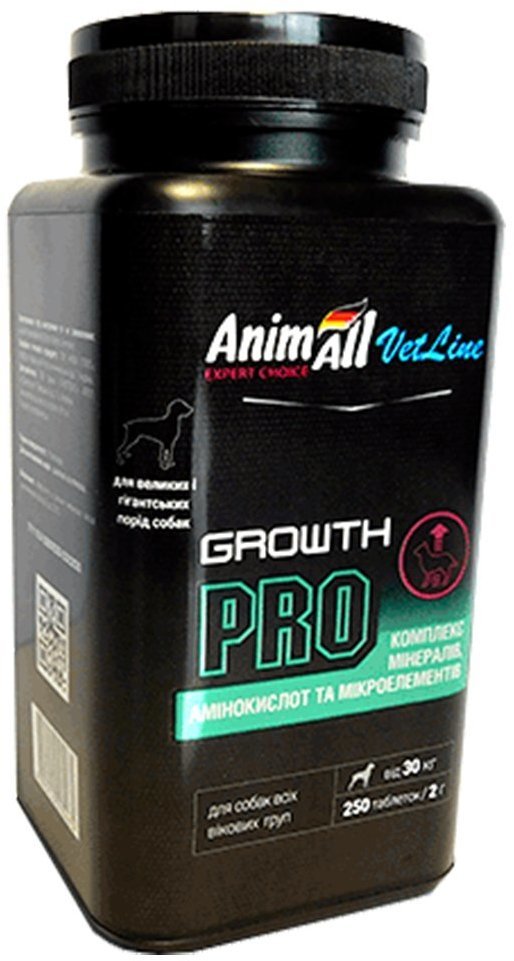 Акція на Витамины AnimAll VetLine Growth Pro 5485 для крупных пород собак 250 таблеток по 2 г (139887) від Stylus