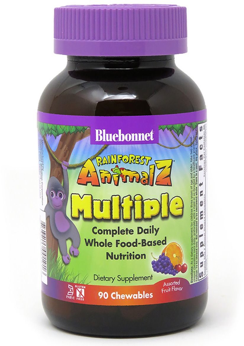 

Bluebonnet Nutrition Rainforest Animalz, Multiple Complete Daily, Assorted Fruit Flavor, 90 Chewables (BLB0190)