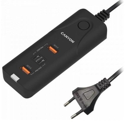 Акція на Canyon Wall Charger 2xUSB+2xUSB-C H-10 40W Black (CNE-CHA10B) від Stylus