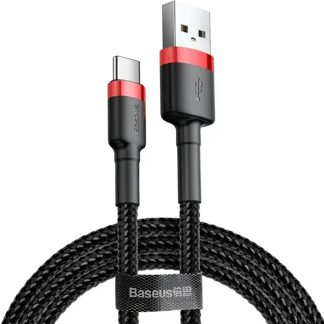 Акція на Baseus Usb Cable to USB-C Cafule 3A 1m Black/Red (CATKLF-B91) від Stylus