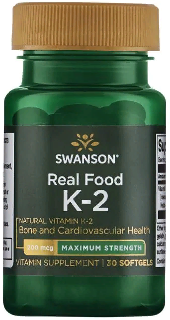 

Swanson, Real Food Vitamin K-2 - Maximum Strength 200 mcg 30 sgels (SWA-02906)