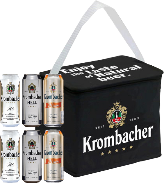 Акція на Подарочный набор пива Krombacher в ассортименте 6х0.5 л + термосумка (4008287913217) від Stylus