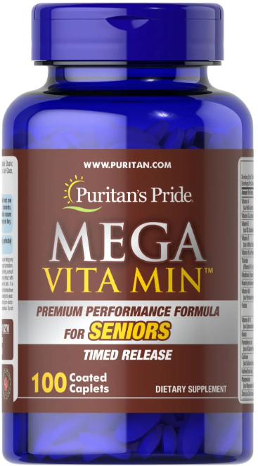 

Puritan's Pride Mega Vita Min Multivitamin for Seniors Timed Release Мультивитамины для пожилых 100 капсул