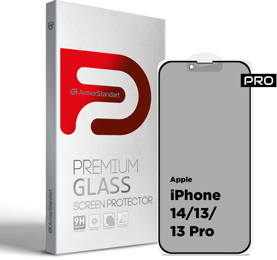 

ArmorStandart Tempered Glass Pro Anti-spy Matte Black for iPhone 14 /13 / 13 Pro (ARM68603)