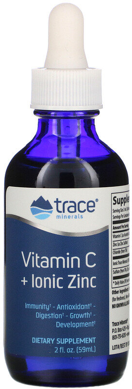 

Trace Minerals Research Vitamin C + Ionic Zinc, 2 fl oz (59 ml) (TMR-00568)