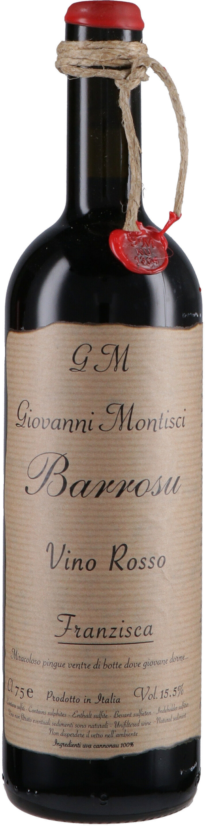 

Вино Giovanni Montisci Barroso Cannonau di Sardegna Riserva Franzisca 2018 червоне сухе 0.75 л (BWQ2727)