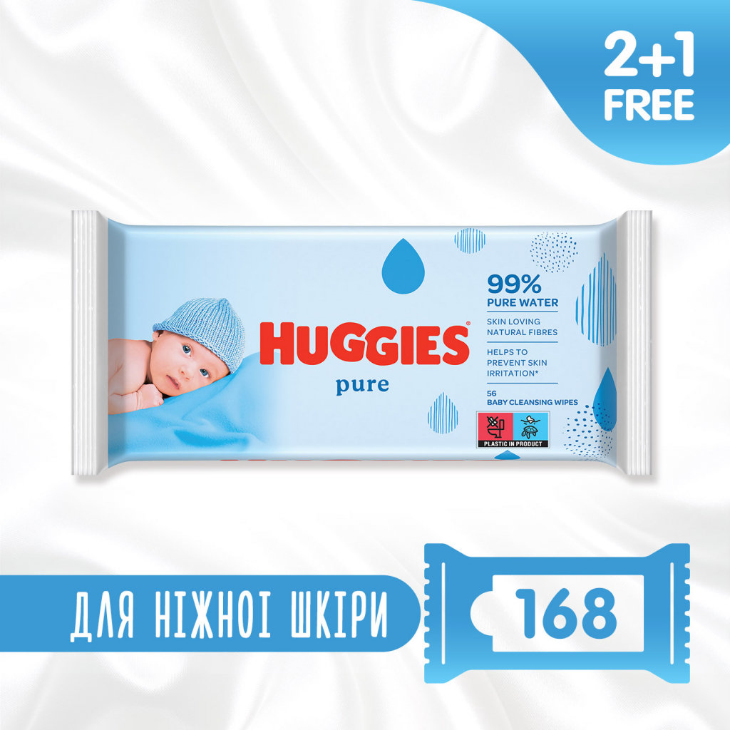 

Детские влажные салфетки Huggies Ultra Comfort Pure 56 х 3 шт (5029053550091)