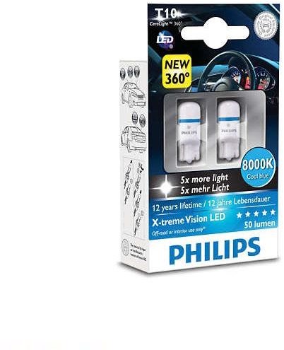 

Led лампа Philips X-tremeVision Led W5W 8000K 12V 127998000KX2 (2шт.)