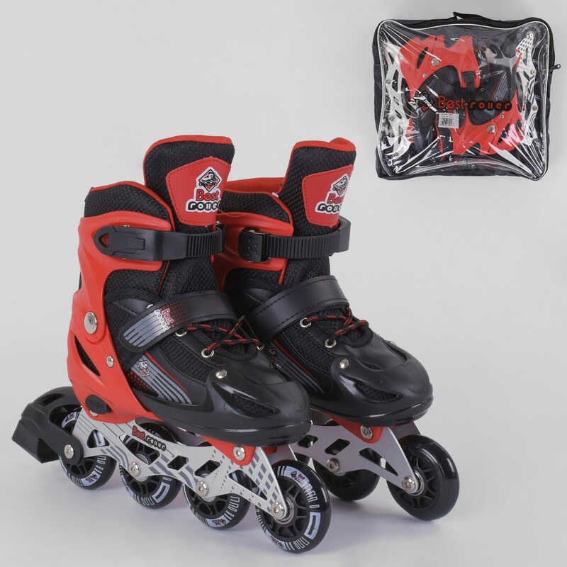 

Роликовые коньки Best Roller (34-37) Pvc колёса, свет на переднем колесе, в сумке Red/Black (98908)