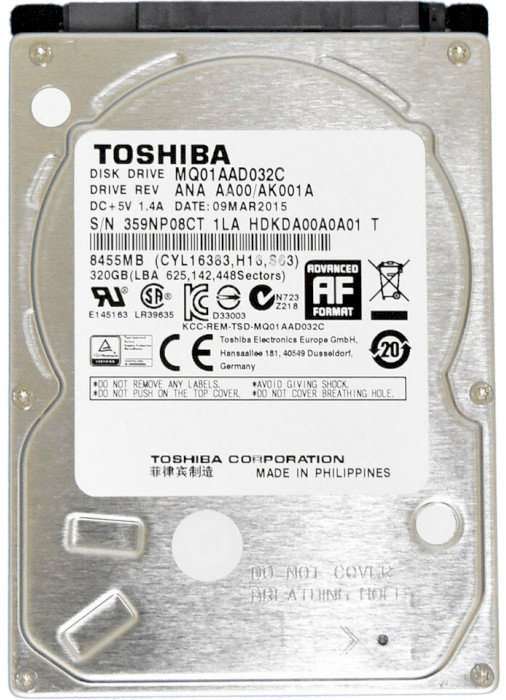 

Toshiba 320 Gb Sata (MQ01AAD032C)