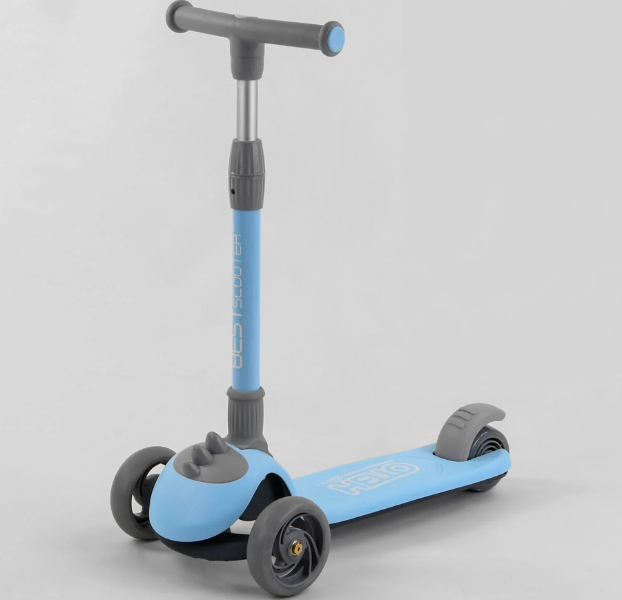 

Самокат трехколесный Best Scooter складной алюминиевый руль, 3 колеса Pu со светом Blue (102027)