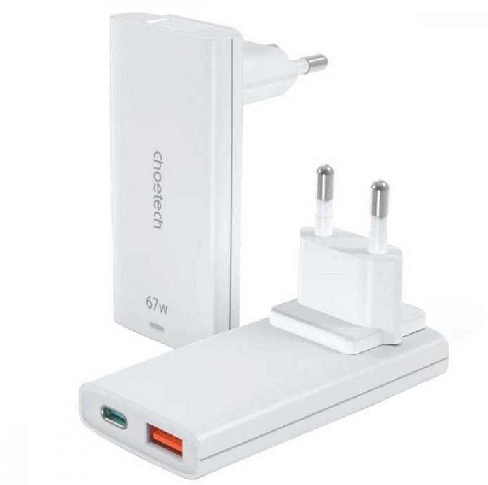 

Choetech Wall Charger USB-C+USB GaN 65W White (PD6011-EU-WH)