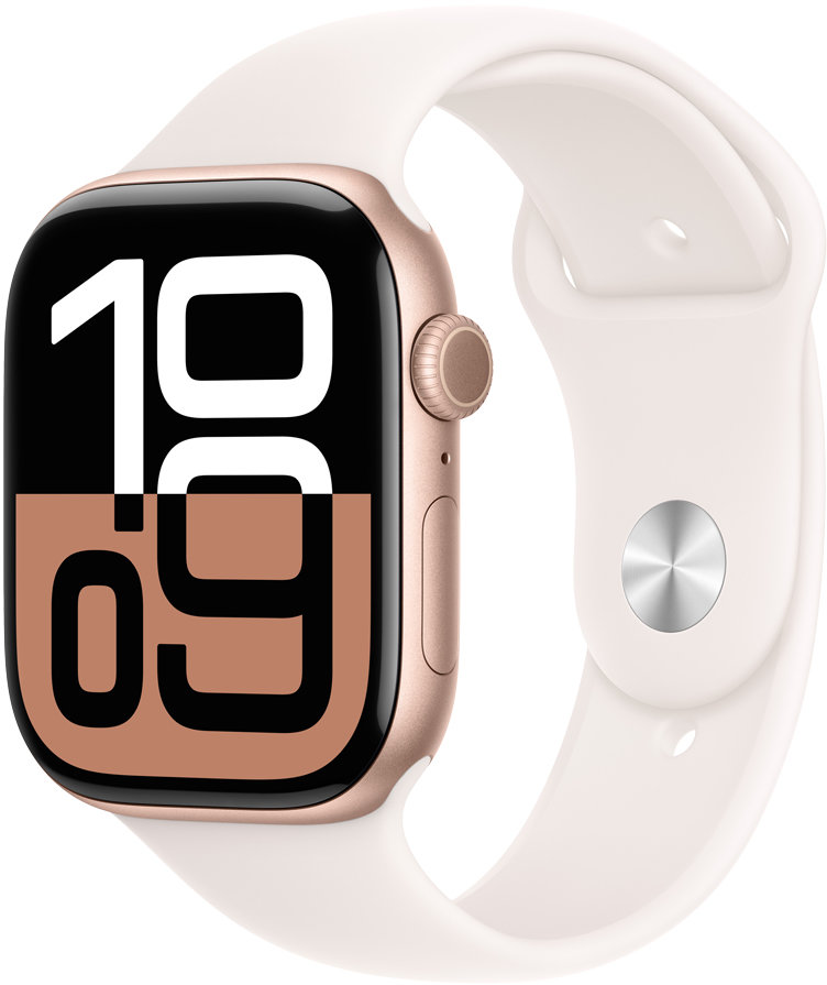 Акція на Apple Watch Series 10 46mm Gps Rose Gold Aluminum Case with Light Blush Sport Band - S/M (MWWT3QH/A) від Y.UA