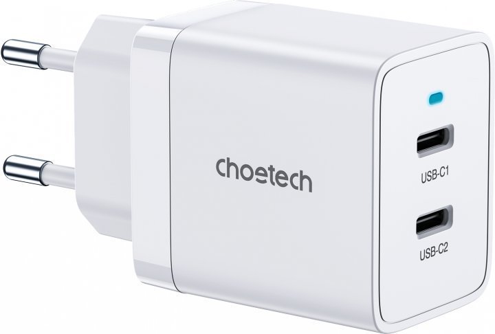 Акція на Choetech Wall Charger 2хUSB-C 40W White (Q5006) від Stylus